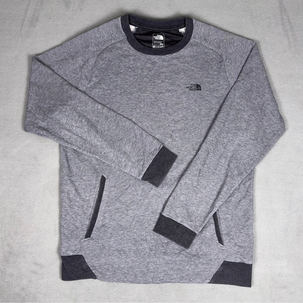 North Face FlashDry Crewneck Sweatshirt Heather Gray Raglan Pullover Mens M
